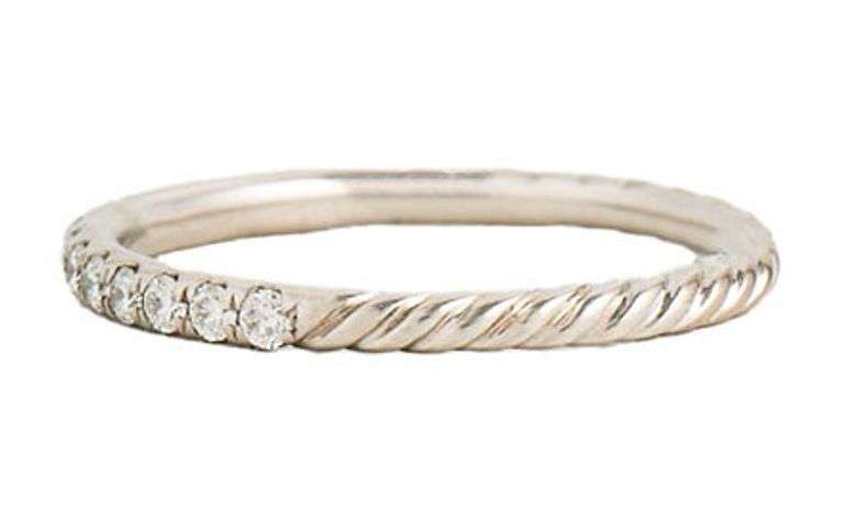 David Yurman 0.32ctw Pave Diamond Cable Stack Band Ring in 18K