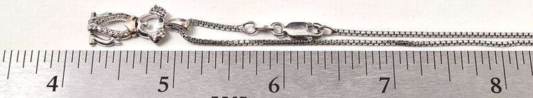 CZ Dog Pendant Necklace in Sterling Silver