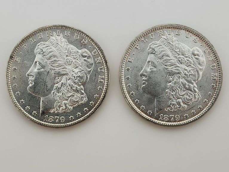 1879 & 1879-S Morgan Silver Dollars, AU
