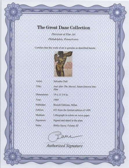 Highly Collectible and Rare Salvador Dali Original Lithograph from the 'Biblia Sacra' Suite