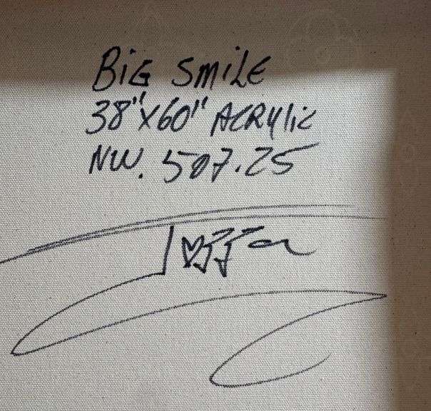 big smile" Extremely Collectible Jozza 'One of a kind' Mixed Media on Canvas very large