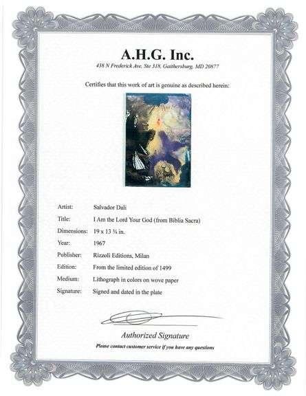 Highly Collectible and Rare Salvador Dali Original Lithograph from the 'Biblia Sacra' Suite