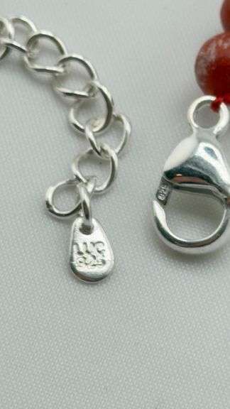 925 Sterling Silver LUC Sign Lucas Lameth Red Coral Pendant and Disk Shape Bead Necklace