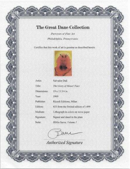 Highly Collectible and Rare Salvador Dali Original Lithograph from the 'Biblia Sacra' Suite