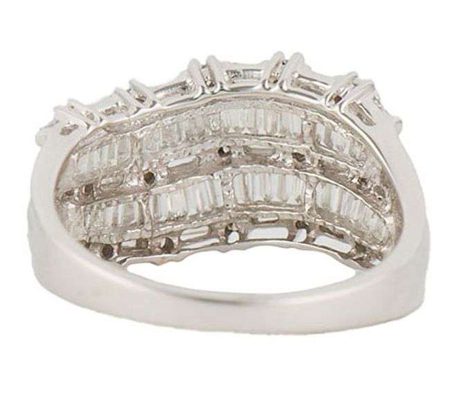 1.50ctw Baguette and Round Diamond Multi Row Wave Ring in 14K