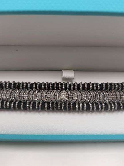 New! +10 ctw all natural diamond  weaved on fabric bracelet