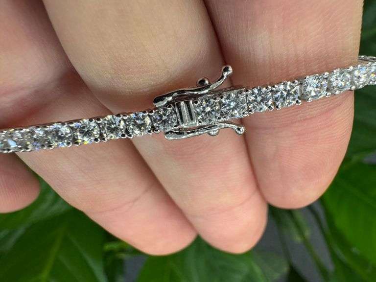 Rhodium Plated 925 Sterling Silver Moissanite Stone 3mm Tennis Bracelet 7 Inch