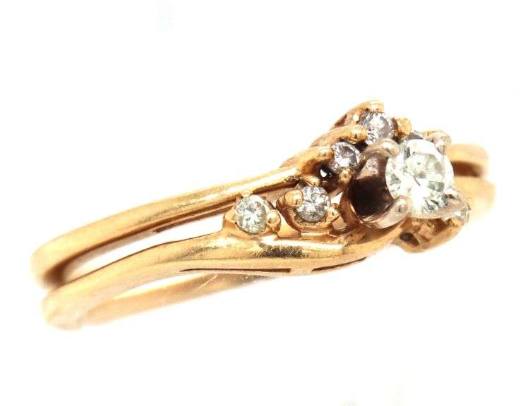 14kt Yellow gold cubic zirconia wedding set