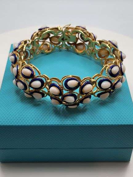 Extremely rare and collectable Art Deco 18KT Gold & Enamel Italian Bracelet