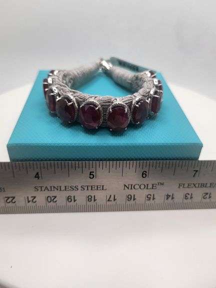 New! +65 ctw all natural rubys and 1.2ct diamond  weaved on fabric bracelet