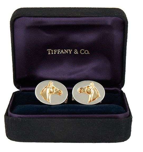 Vintage Tiffany & Co. Two Tone Horse Cufflinks in 18K and Sterling