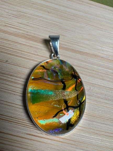 Sterling Silver 925 One of a Kind Dichroic Glass Pendant