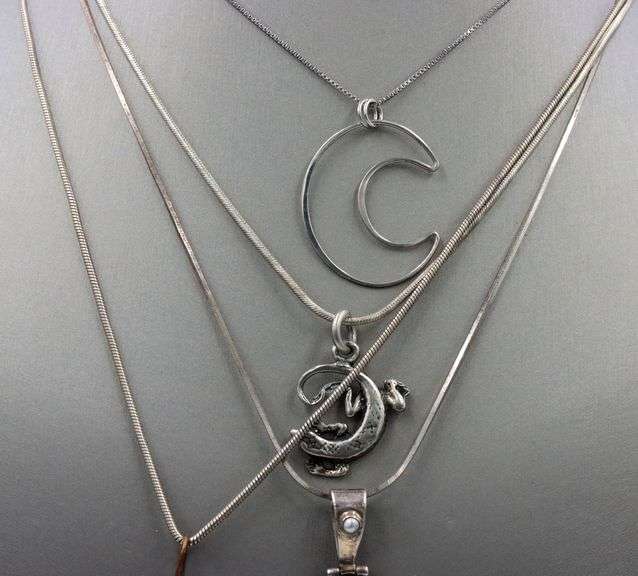 Vintage 925 sterling silver group lot of 4 necklaces