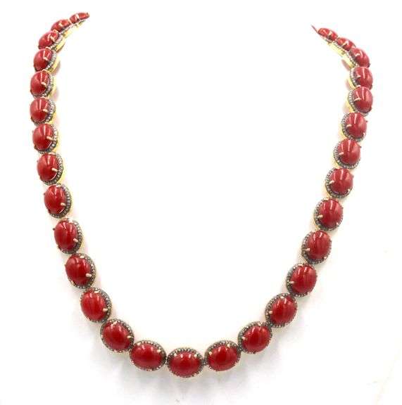 Fantastique Brand New European Direct From manufacturer 42.50CTW Oval Cabochon-Cut Corals & 3.75CTW 