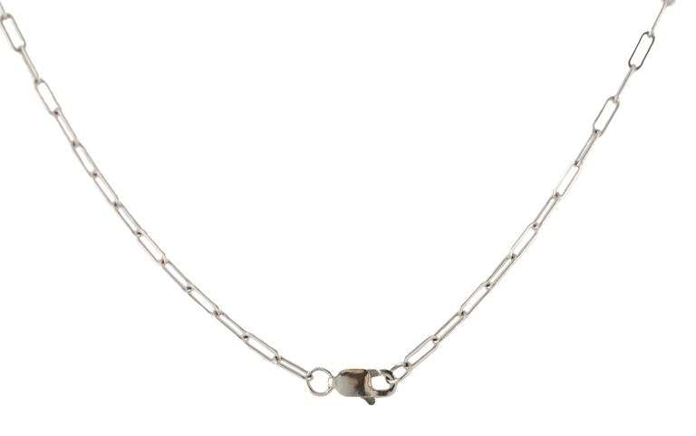 1.01ct Princess Cut Diamond Solitaire Paperclip Chain Necklace in 14K