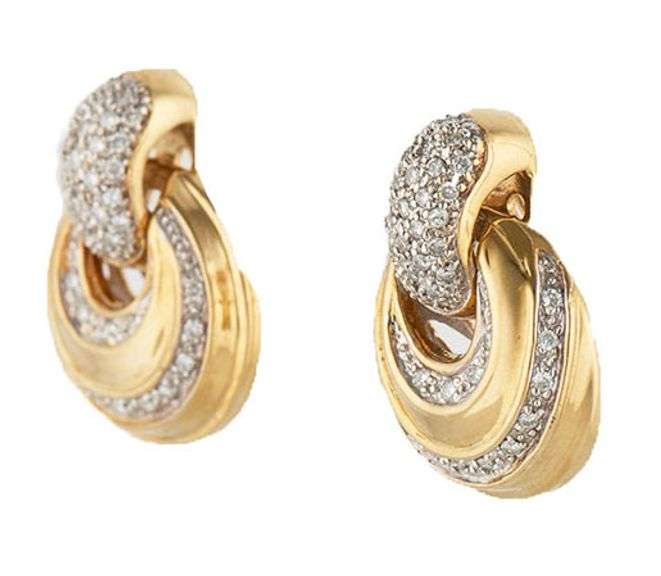 0.50ctw Pave Diamond Circular Omega Back Drop Earrings in 18K