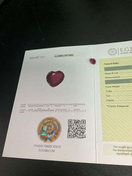 CERTIFIED NATURAL RUBY 2.61 CARAT HEART SHAPE.