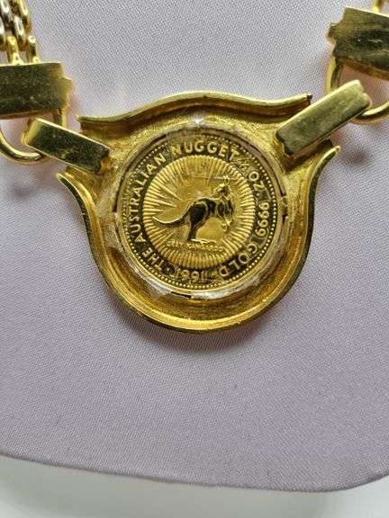 Handcrafted 18ct Gold Necklace Featuring an Investment-Grade $50 Australian Gold Coin – 72g of 18ct 
