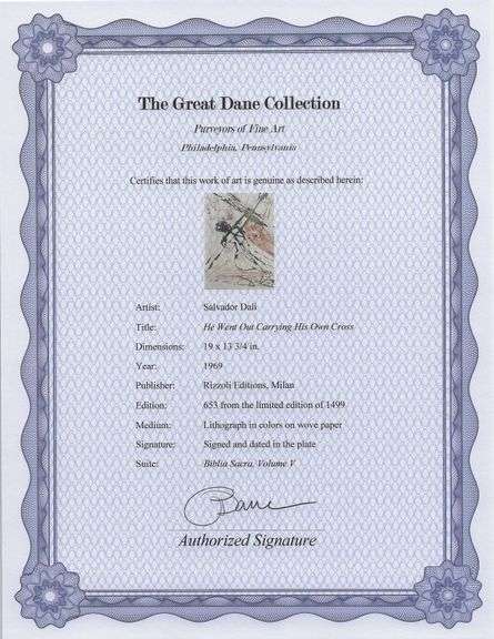 Highly Collectible and Rare Salvador Dali Original Lithograph from the 'Biblia Sacra' Suite