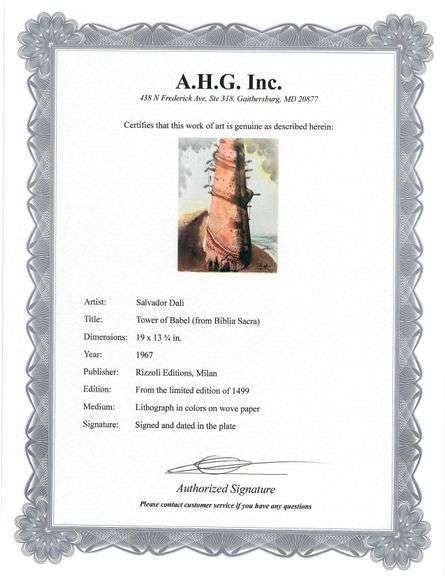 Highly Collectible and Rare Salvador Dali Original Lithograph from the 'Biblia Sacra' Suite