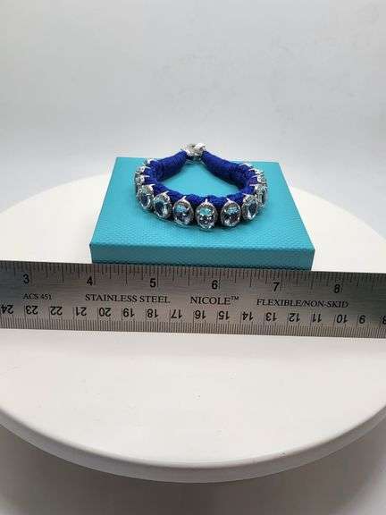 New! +22 ctw all natural topaz and 1.25ct diamond weaved on fabric bracelet