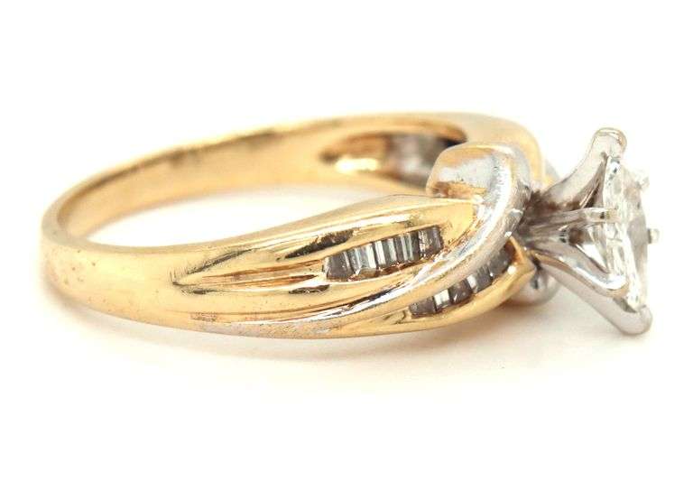 Estate 14k YG Approx. 40 Point Marquise Diamond Ring