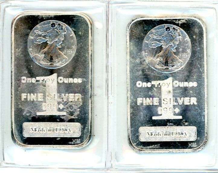 2 One Troy Ounce Silver .999 Fine Bars