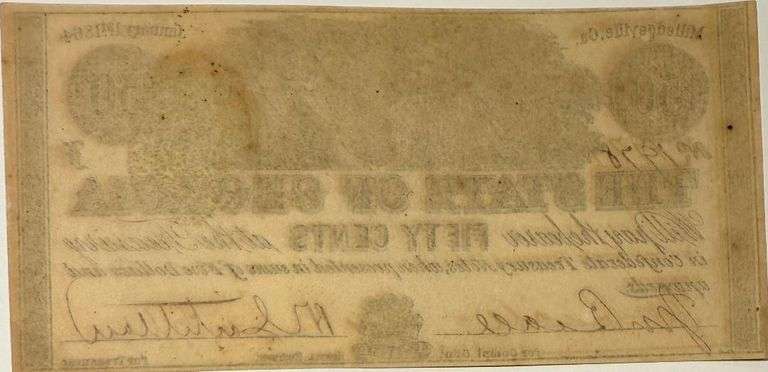 Rich Inked January 1 1864 Series 50 Cent State Of Georgia Note