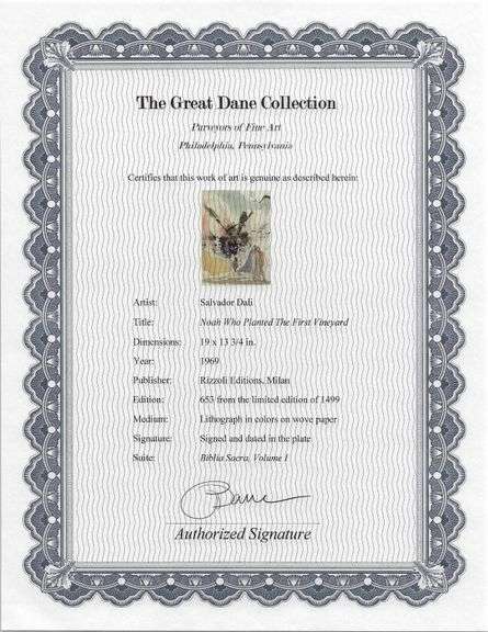 Highly Collectible and Rare Salvador Dali Original Lithograph from the 'Biblia Sacra' Suite