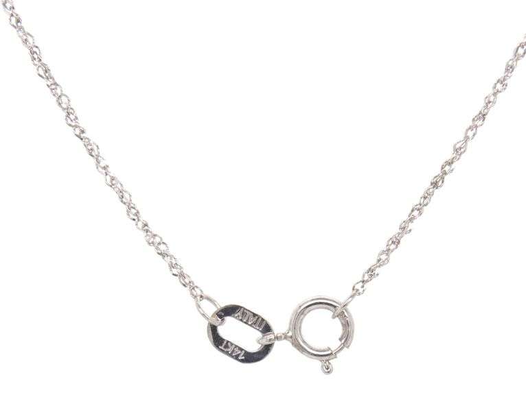 14kt White gold Hammered finish circle pendant on chain