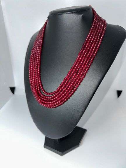 Beautiful Mined From The Earth 6 Strand 369 Cttw Natural Ruby Necklace