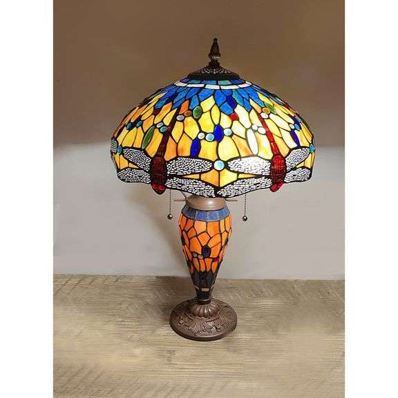 Stained Glass Dragonfly Shade Table Lamp