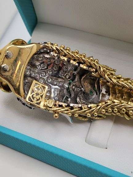 Investment! Dragon bracelet! Extremely unique and rare 18KT Gold Bejeweled Dragon Bracelet