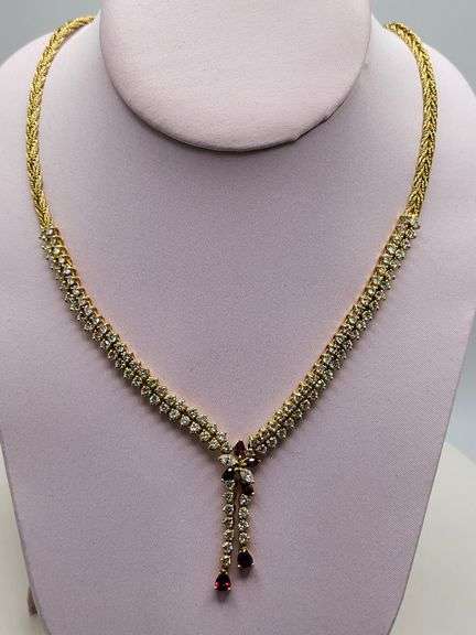 Spectacular 18KT Yellow Gold Diamond and Ruby Necklace