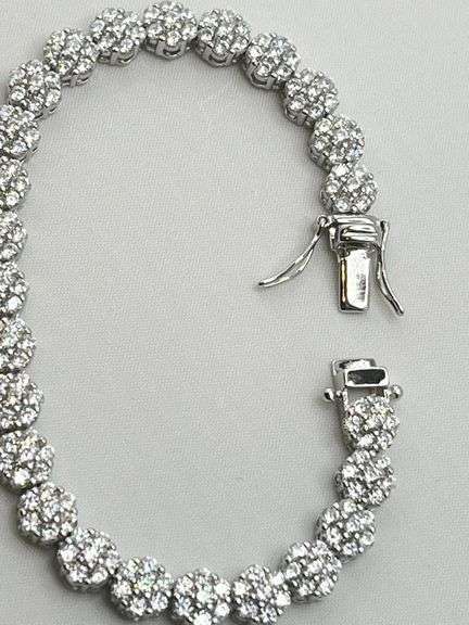 925 Sterling CZ Cluster Eternity Tennis Bracelet