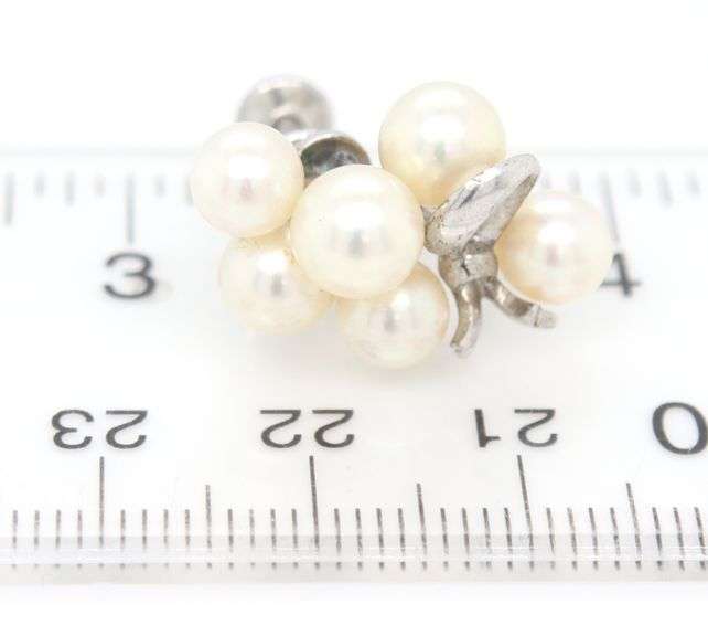 925 Sterling silver Vintage Mikimoto cluster earrings