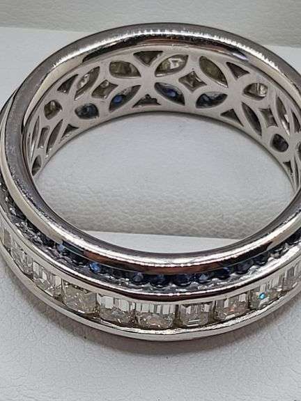 Unisex Platinum, Diamond & Sapphire Band