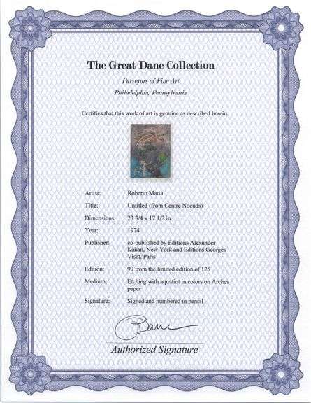 Exclusive Roberto Matta Signed Etching & Aquatint, 1974