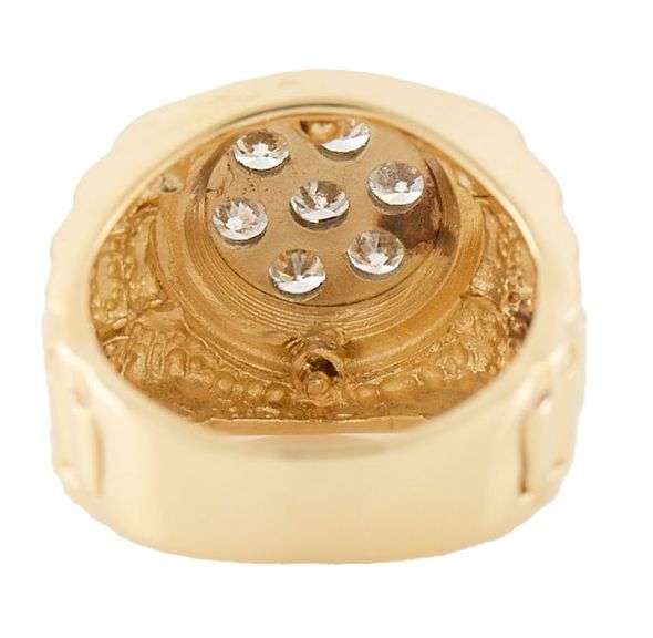 Gents 1.05ctw Round Diamond Rolex Style Ring in 14K