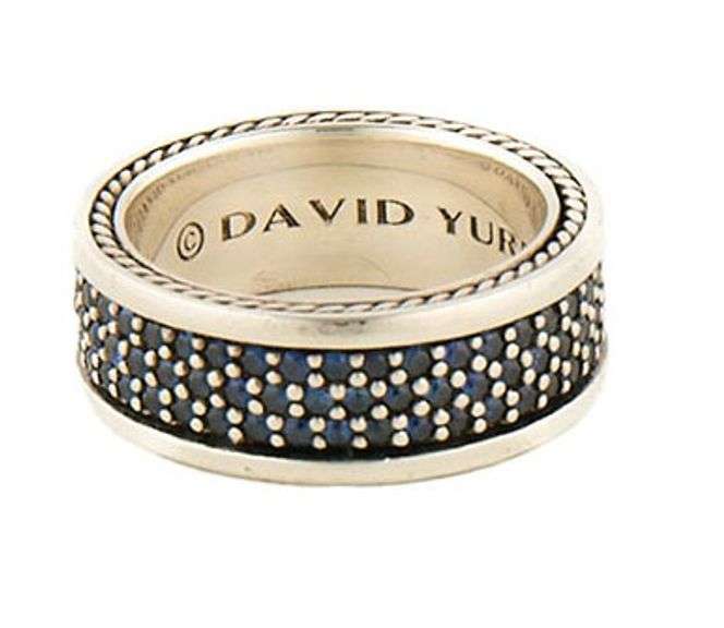 David Yurman 2.62ctw Pave Sapphire Streamline Three Row Band Ring in Sterling