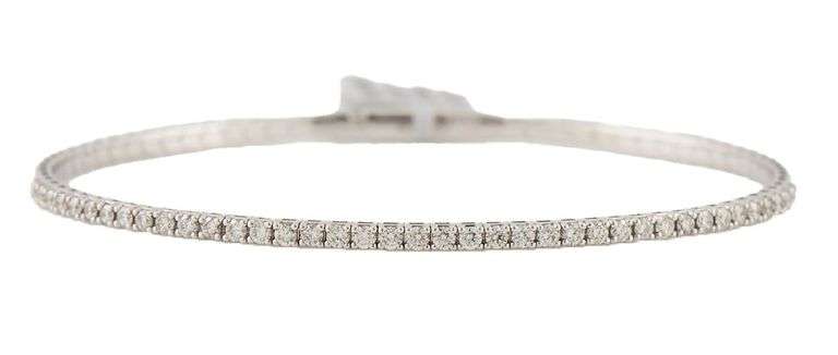 New 0.71ctw Round Diamond Flex Bangle Bracelet in 14K