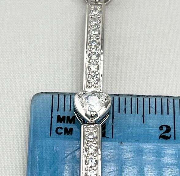 925 Sterling Silver Tennis Bracelet With Heart Station