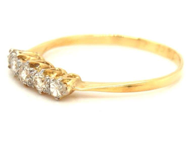 Sweet 18K YG Estate Ring with 5 Diamonds