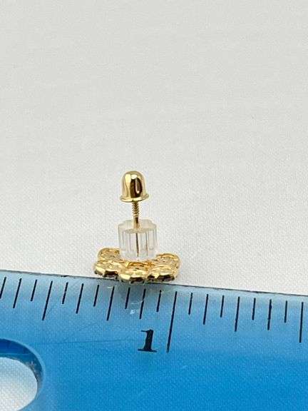 14KT Yellow Gold Flower Cluster Cubic Zirconia Stud Earrings
