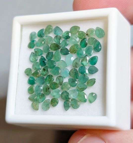 You get a beautiful mix of greens in this 6.96ct Emerald set!