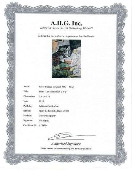 A remarkable Deluxe Edition of Les Ménines et la Vie by Pablo Picasso, published in Paris by Cercle