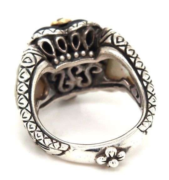 Barbara Bixby black onyx heart and Rhodelite and MOP wings ring