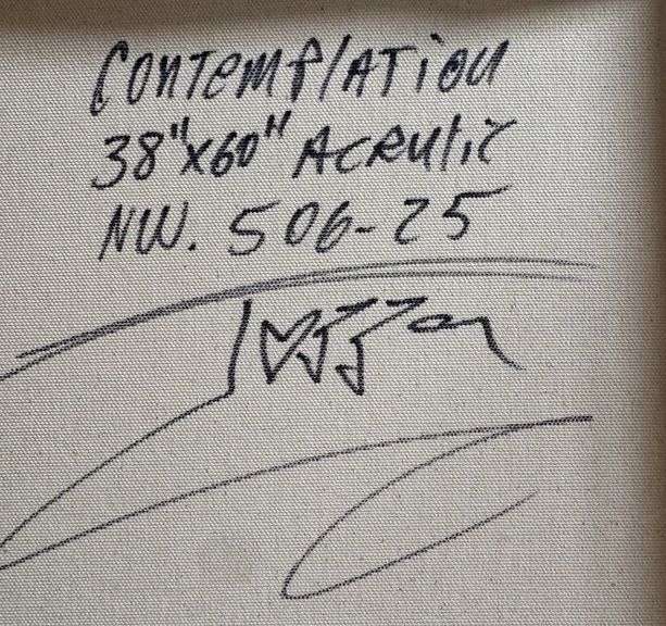 "contemplation" Extremely Collectible Jozza 'One of a kind' Mixed Media on Canvas very large