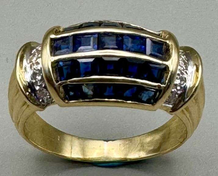 18K Yellow Gold Sapphire & Diamond Ring