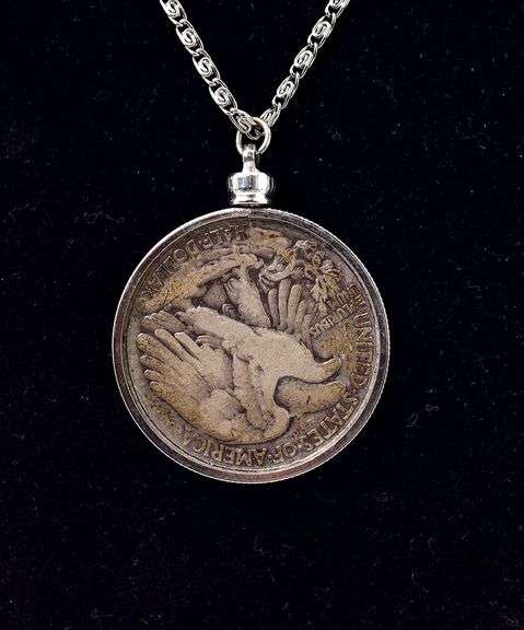 1917 Liberty Half Dollar Pendant Necklace in Sterling Silver